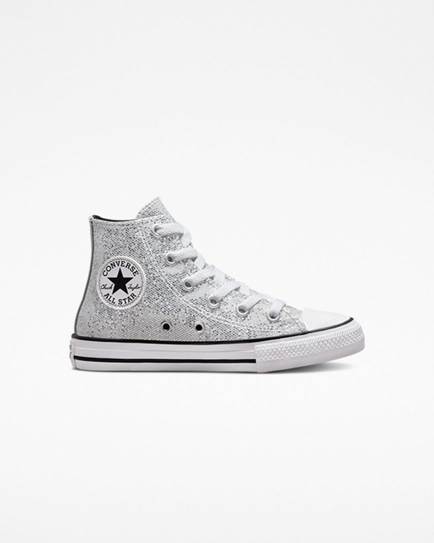 Girls\' Converse Chuck Taylor All Star Glitter High Top Shoes Silver / Grey / Black | AU C0354W